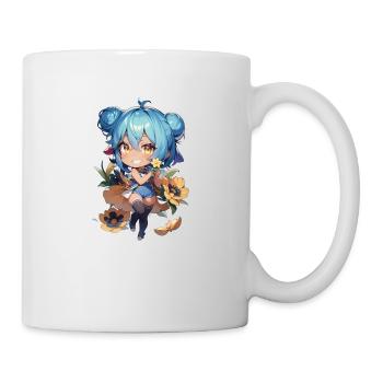 Mädchen mit Blumen - Tasse - Weiß - Rechts