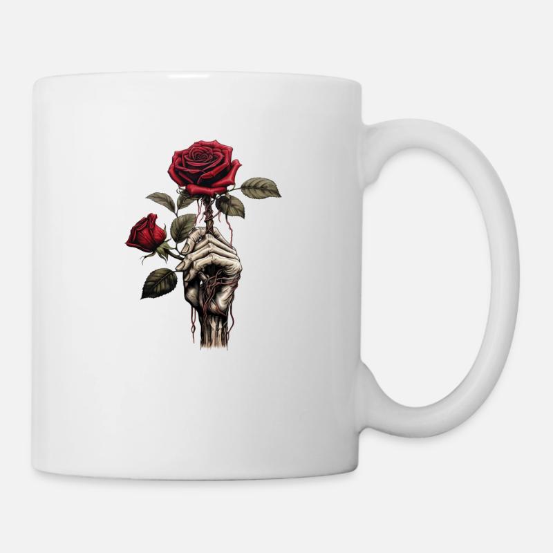 Skeleton Rose Hand - Mug - white