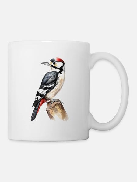 Buntspecht Vogel Specht Wald Tier - Tasse - Weiß