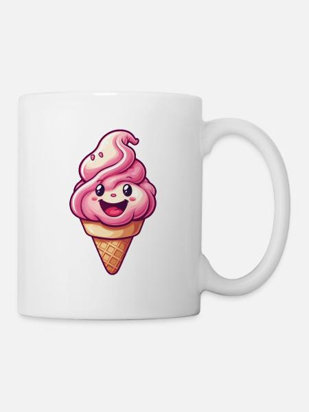 Lächelnde Eiskreation - Tasse - Weiß