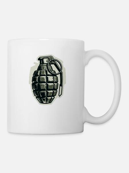 Explosionsabzeichen: Monochrome Granate - Tasse - Weiß