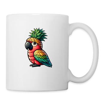 Little cute parrot with pineapple hat - Mug - white - Right