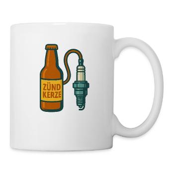 Zündkerze verbunden mit Flasche - Tasse - Weiß - Rechts