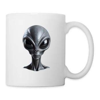 Véritable extraterrestre gris avec de grands yeux noirs - Mug blanc - blanc - Droite