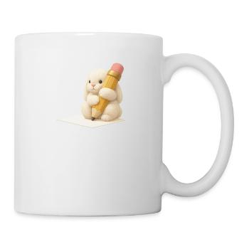 Lapin avec crayon pour enfants Design – Animal créatif - Mug blanc - blanc - Droite
