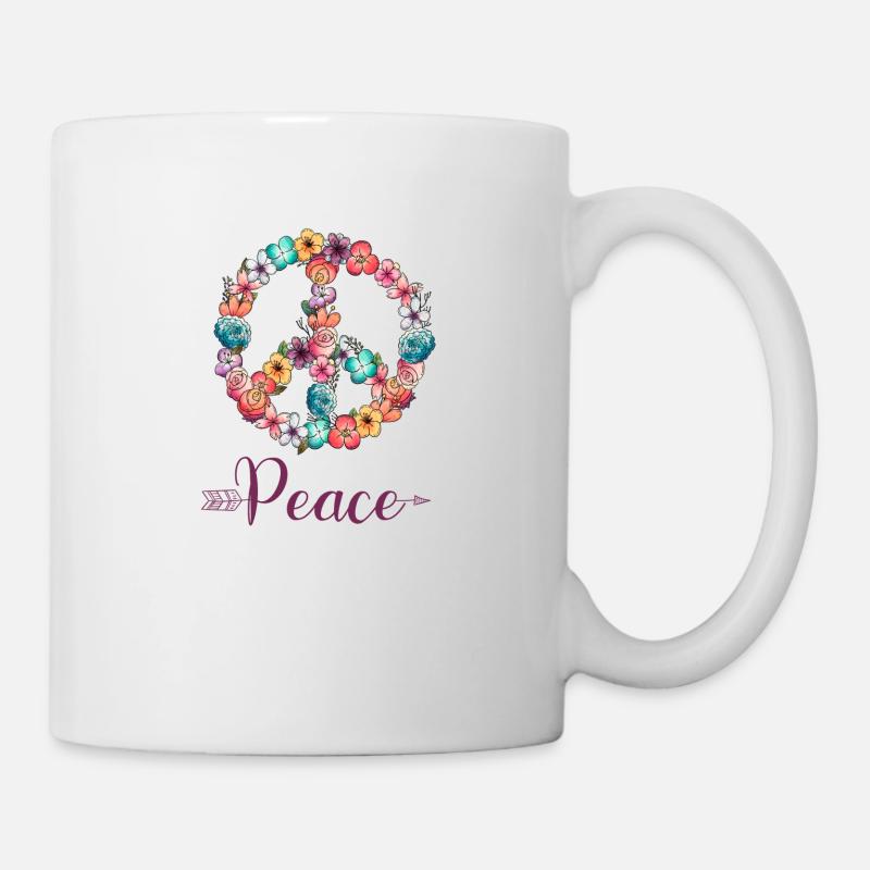 Frieden Blumen singen - Tasse - Weiß