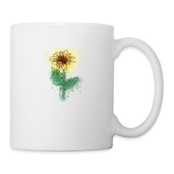 Aquarell Sonnenblume - Tasse - Weiß - Rechts