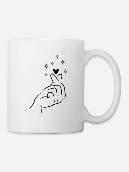 Finger Herz Koreanisch K Pop - Tasse - Weiß