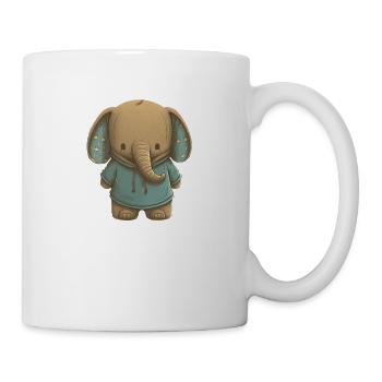 Cute elephant with green sweater for children - Mug - white - Right