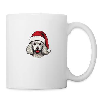 Pudel Hund Kopf Weihnachten Christmas - Tasse - Weiß - Rechts