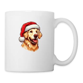 Golden Retriever Wearing Santa's Hat - Mug - white - Right