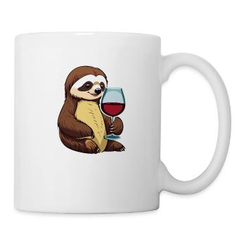 Süßes Faultier mit Weinglas - Tasse - Weiß - Rechts