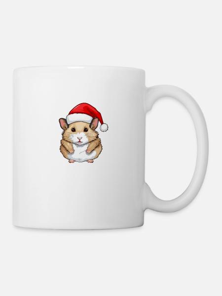 Hamster Weihnachten Tier Kopf - Tasse - Weiß