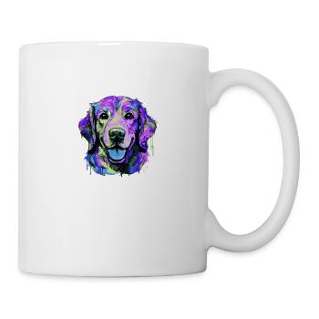 Golden Retriever Dog Head Portrait Colorful - Mug - white - Right