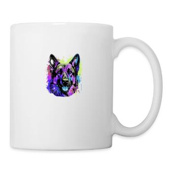 German Shepherd Dog Head Portrait Colorful - Mug - white - Right