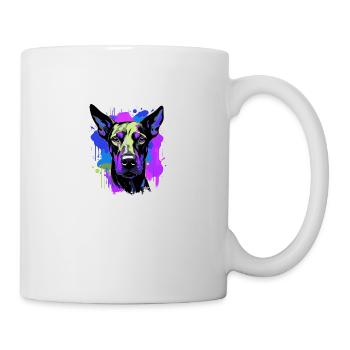 Doberman Dog Head Portrait Colorful - Mug - white - Right