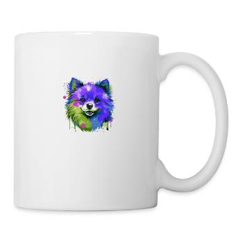 Pomeranian Dog Head Portrait Colorful - Mug - white - Right