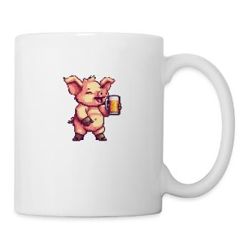 Schwein Bier Party Lustig - Tasse - Weiß - Rechts