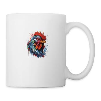Hahn Pop Art Kopf - Tasse - Weiß - Rechts