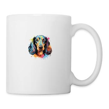 Dachshund Hund Kopf Porträt Dackel - Tasse - Weiß - Rechts