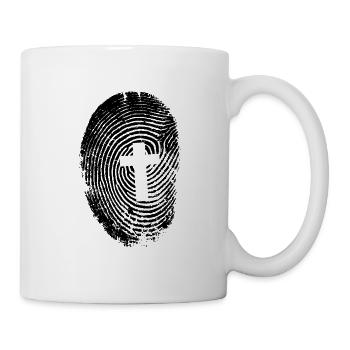Empreinte digitale Croix Catholique Chrétienne Symbole - Mug blanc - blanc - Droite