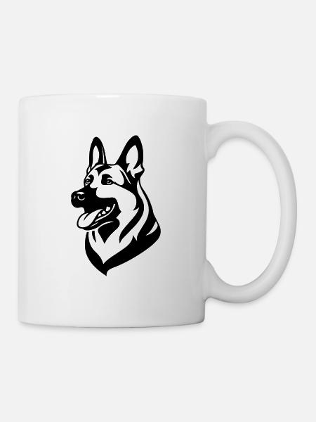 Schäferhund Hund Hundekopf - Tasse - Weiß