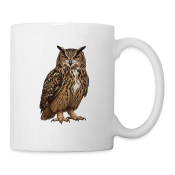 Uhu – Vogelillustration - Tasse - Weiß - Rechts