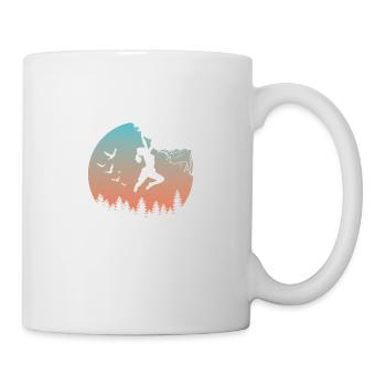 Climbing Silhouette Mountaineer Sunset Nature - Mug - white - Right