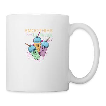 Smoothies Make Life Better Healty Früchte Geschenk - Tasse - Weiß - Rechts