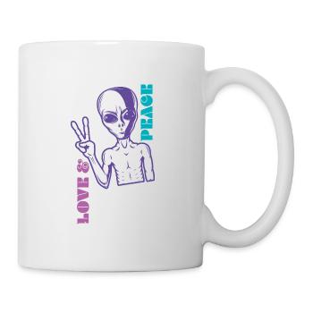 Love and Peace - Alien Fan Saying Gift Idea - Mug - white - Right