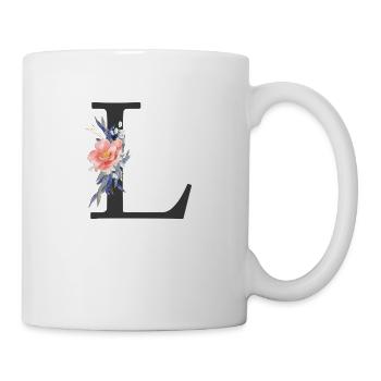 Monogramme personnalisable L Floral Blue Peach - Mug blanc - blanc - Droite