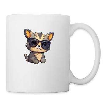 Little cute cat wearing sunglasses. - Mug - white - Right