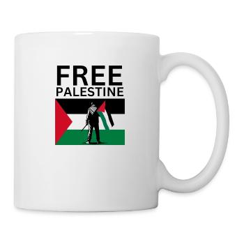 Free palestine | Guy with palestine flag - Tasse - Weiß - Rechts