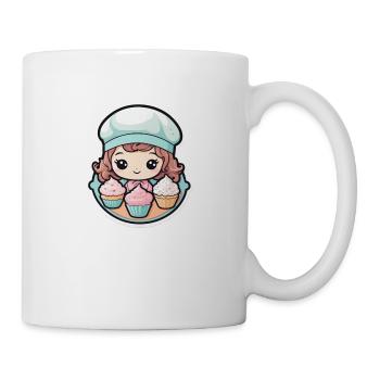 Cute baker girl with cupcakes - Mug - white - Right