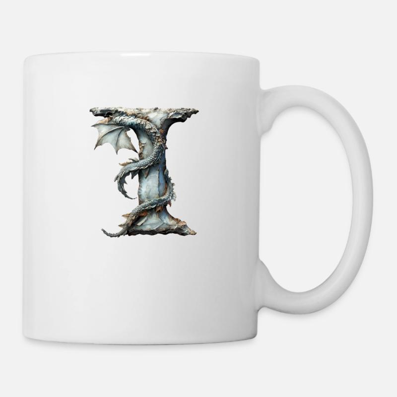 Lettre « I » en forme de dragon. - Mug blanc - blanc