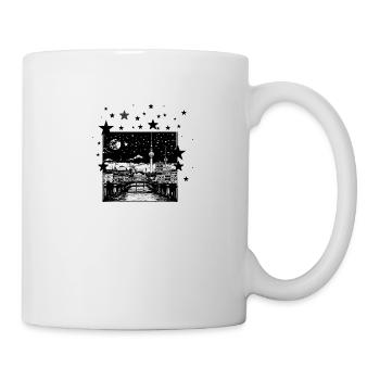 Berlin,skyline, Sterne,stencil,nachts - Tasse - Weiß - Rechts
