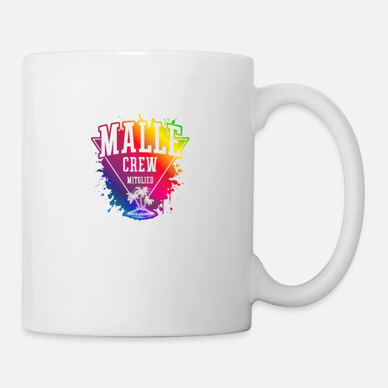 Malle Crew Mallorca Reise Mitglied Bunt - Tasse - Weiß