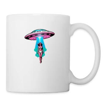 Woman experiences an UFO alien abduction. - Mug - white - Right