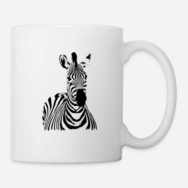 Portrait eines Zebras in schwarzweiß - Tasse - Weiß