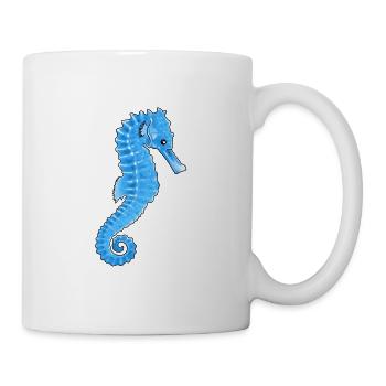 Seepferdchen blau Ozean Tiefsee Illustration - Tasse - Weiß - Rechts