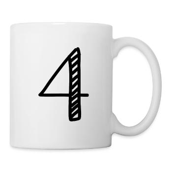 4 JAHRE. 4-jähriges JUBILÄUM. GEBURTSTAG 4 JAHRE. 4 - Tasse - Weiß - Rechts