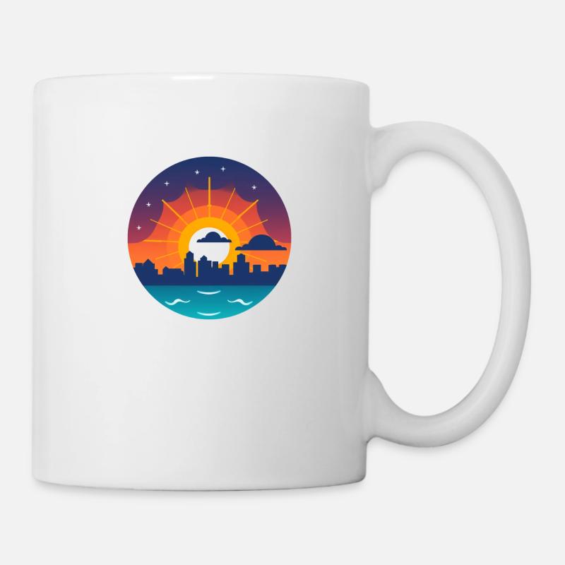 Comic Sunset Skyline - Mug - white