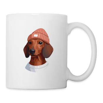 Chien teckel avec bonnet chapeau animal amitié - Mug blanc - blanc - Droite