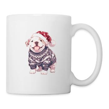 Weihnachtsmotiv mit süßer Amerikanischen Bulldogge - Tasse - Weiß - Rechts