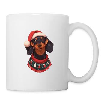 Weihnachtsmotiv mit einem Dackel - Tasse - Weiß - Rechts