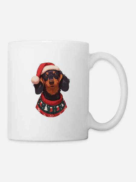 Weihnachtsmotiv mit einem Dackel - Tasse - Weiß