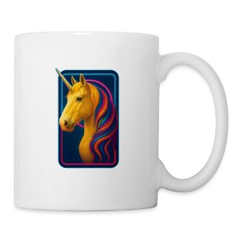 Fantasievolles goldgelbes Einhorn im Neon-Look - Tasse - Weiß - Rechts