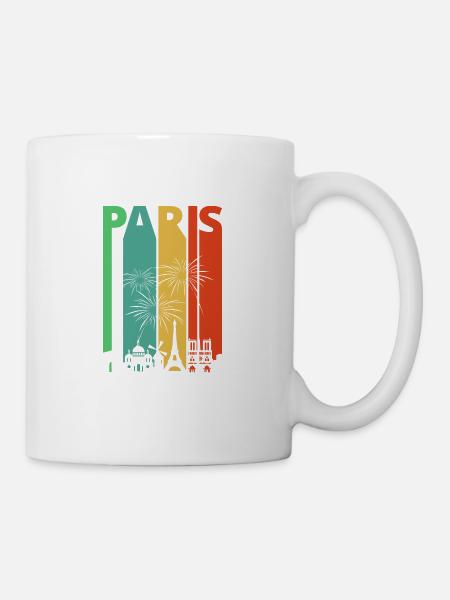 Weinlese Retro Paris. Frankreich. Stadtbild. Horizont. - Tasse - Weiß