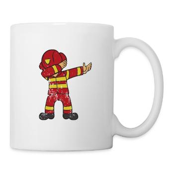 Retro Vintage Grunge Dabbing Dab Feuerwehrmann - Tasse - Weiß - Rechts