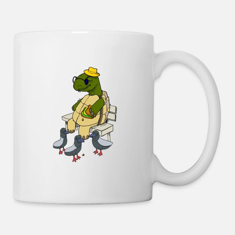 Grandpa Turtle on a Bench - Mug - white